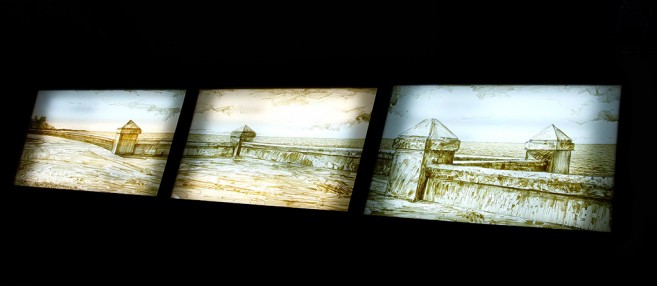 Trilogía Sucia de La Habana, 2012-2013 / Condones, montado entre  Plexiglas / tres caja de luz de madera / 102 X 152 x 12,7 cm c/u